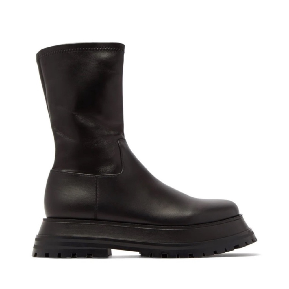 BURBERRY Hurr Lug Chunky Platform Sole Sock Ankle Booties Boots \\ 37.5